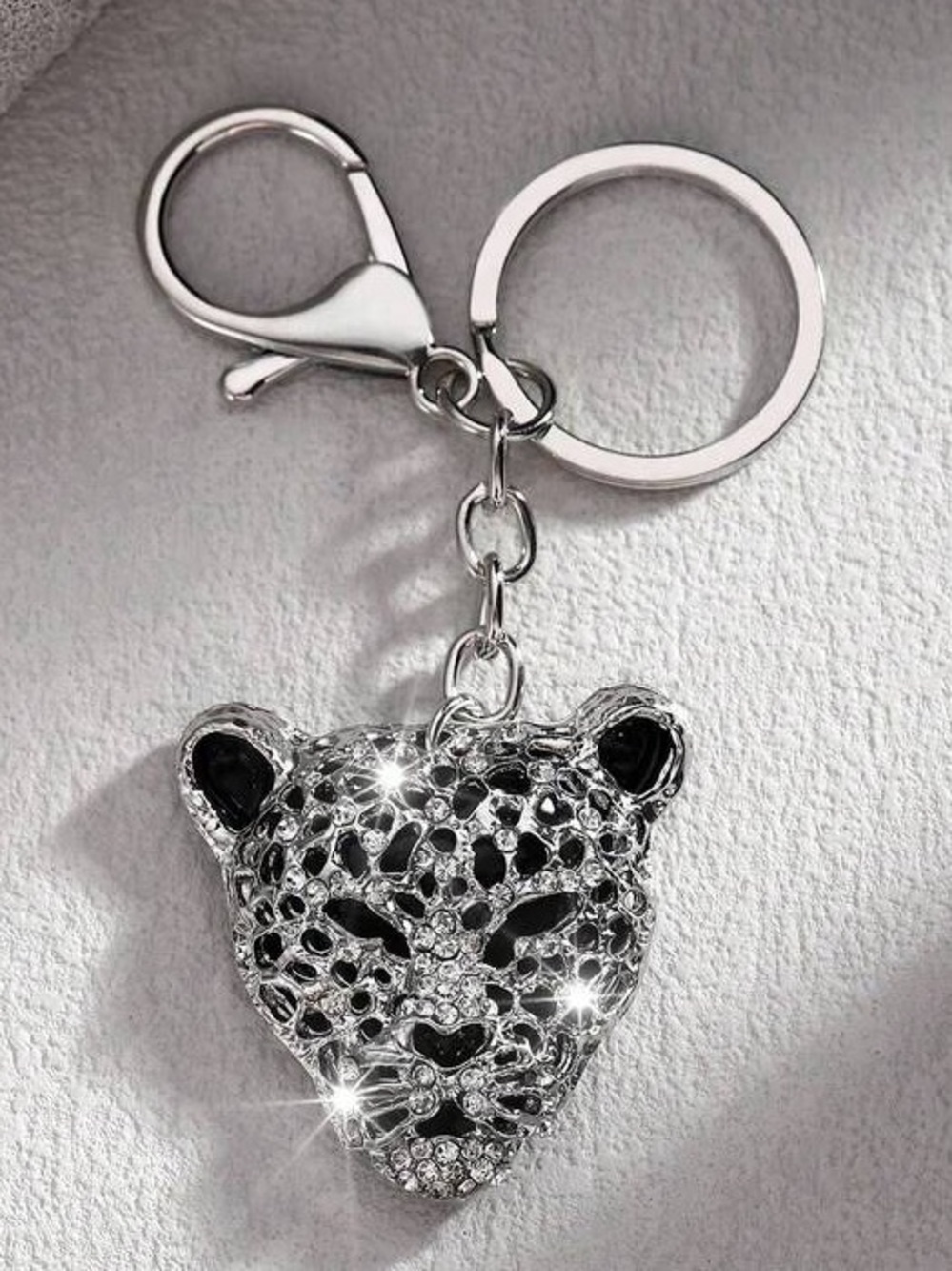 Jaguar Leopard Silver Head Keychain Bag Charm Luxury Charm Bag Accessory